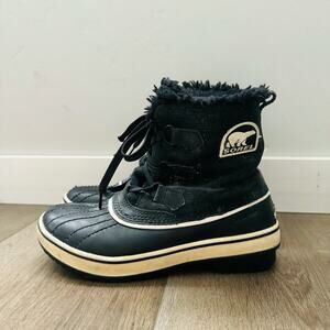 Sorel Tivoli Black lined Winter mini short lace up Boots woman’s 7